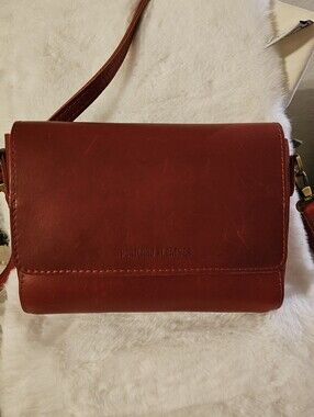 Portland Leather Red Leather Crossbody with Flap - MEDIUM METRO
